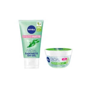 Kit Controle do Brilho Efeito Matte Pele Mista a Oleosa Sabonete em Gel 145g + Creme Facial Hidratante Gel 100g Nivea